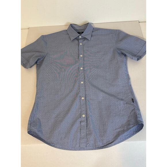Boss HUGO Boss Men's Short Sleeve Button-Down Shirt Slim Fit Blue Medium - Picture 4 of 10